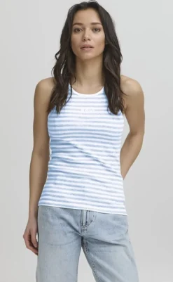 New Top - Altobelli - Blanc de Blanc w. Powder Blue T-shirts & Toppe