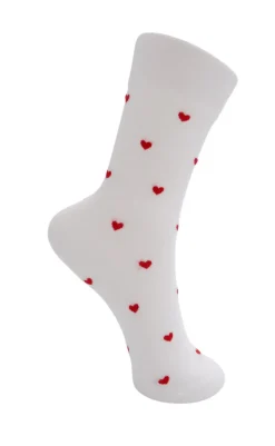 Strømper - Aurelia - White W. Red Hearts Strømper & Strømpebukser