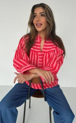 Clearance Bluse - Ida - Stribe Pink Bluser