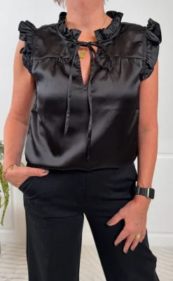 Sale Bluse - Lilly Satin - Black Bluser