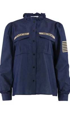 New Bluse - Mili Patch Chambre - Denim Blue Bluser