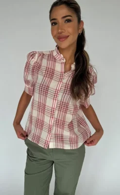 Sale Bluse - Moe check - Red Check Bluser