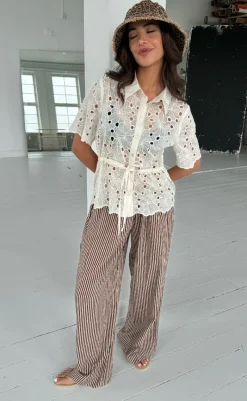 Outlet Bukser - Noah - Brown Small Stripe Bukser & Jeans