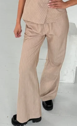 Sale Bukser - Roberta - Sand/White Stripe Bukser & Jeans