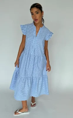 Discount Kjole - Bea - Blue Stripe Kjoler