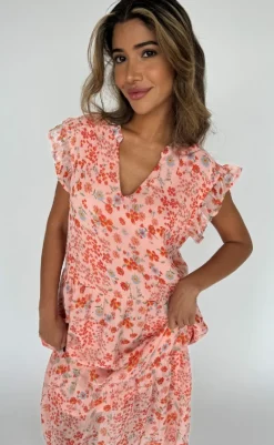 Clearance Kjole - Bea Long - Pink Flower Kjoler