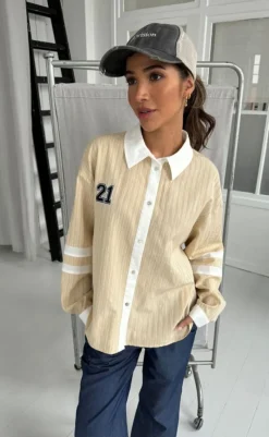 Sale Skjorte - Ally - Small Stripe Sand/White Skjorter