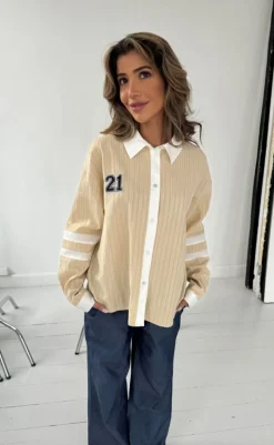 Sale Skjorte - Ally - Small Stripe Sand/White Skjorter