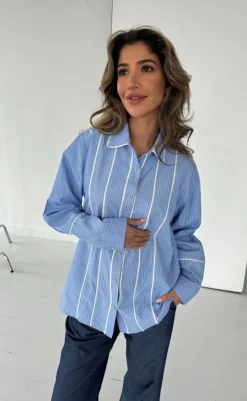 Online Skjorte - Jessie Stripe - Blue Stripe Skjorter