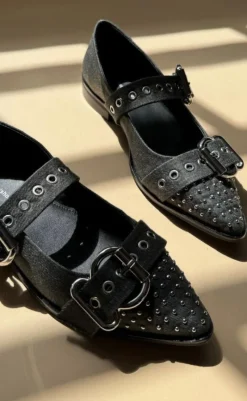 Clearance Ballerinaer - Future Vibes - Black Denim Loafers & Ballerinaer