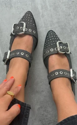 Clearance Ballerinaer - Future Vibes - Black Denim Loafers & Ballerinaer