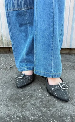 Clearance Ballerinaer - Future Vibes - Black Denim Loafers & Ballerinaer