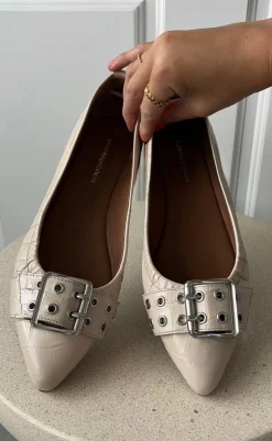 Online Ballerina - The Reason Why - Creme Croc Loafers & Ballerinaer