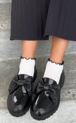 New Loafers - Hello Bow - Black Loafers & Ballerinaer