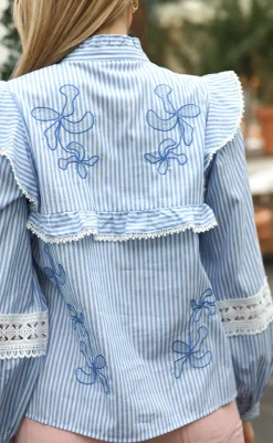 Discount Skjorte - Cody - White Blue Stripe Skjorter