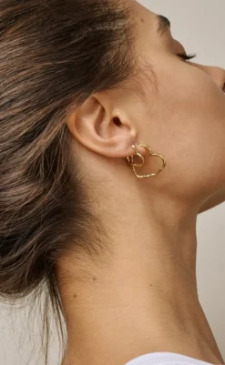 Sale Øreringe - Organic Heart Small - Gold Colour Smykker