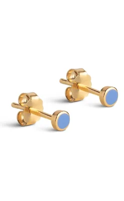 Hot Øreringe - Stud Enamel Dot - Cornflower Smykker