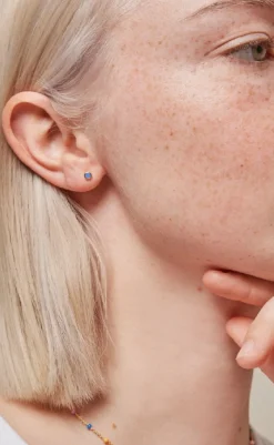 Hot Øreringe - Stud Enamel Dot - Cornflower Smykker