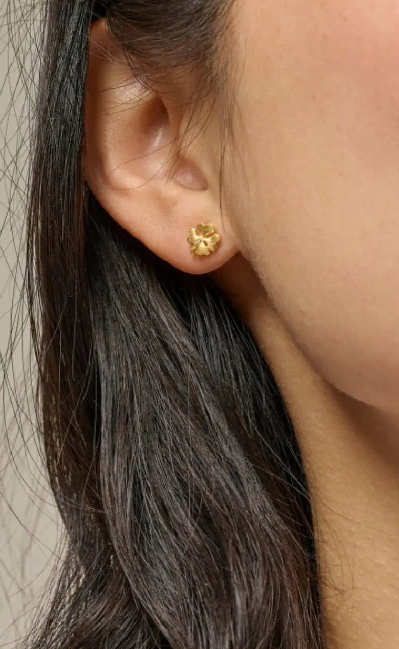 Outlet Øreringe - Studs Organic Clover - Gold Colour Smykker