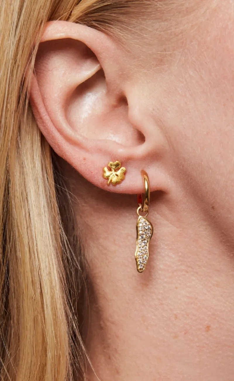 Outlet Øreringe - Studs Organic Clover - Gold Colour Smykker