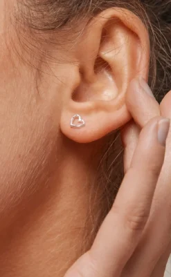 Clearance Øreringe - Studs Organic Heart - Silver Colour Smykker
