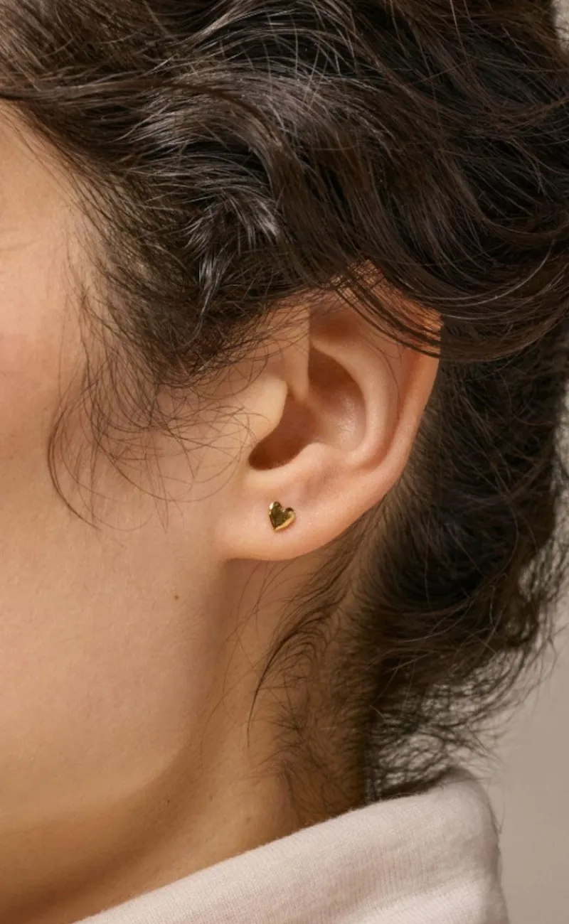 Sale Øreringe - Studs Heart - Gold Colour Smykker