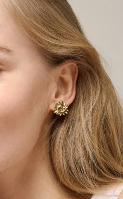 Online Øreringe - Studs Large Sunshine - Gold Colour Smykker