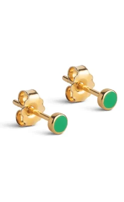 Sale Øreringe - Stud Enamel Dot - Grass Green Smykker