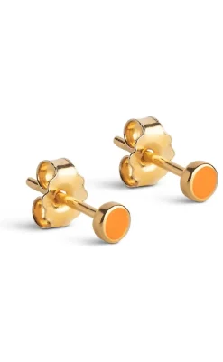 Best Øreringe - Stud Enamel Dot - Orange Smykker