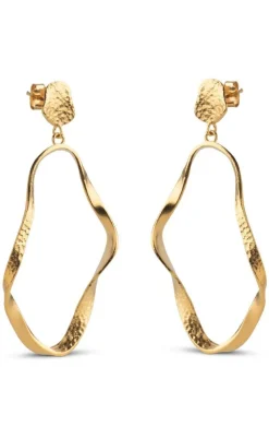 Outlet Enamel Ørering - Aloma Large - Gold Colour Smykker