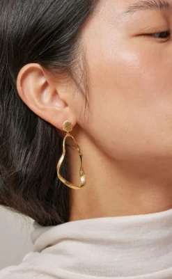 Outlet Enamel Ørering - Aloma Large - Gold Colour Smykker