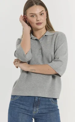 Bluse - Ani - Medium Grey Melange Bluser