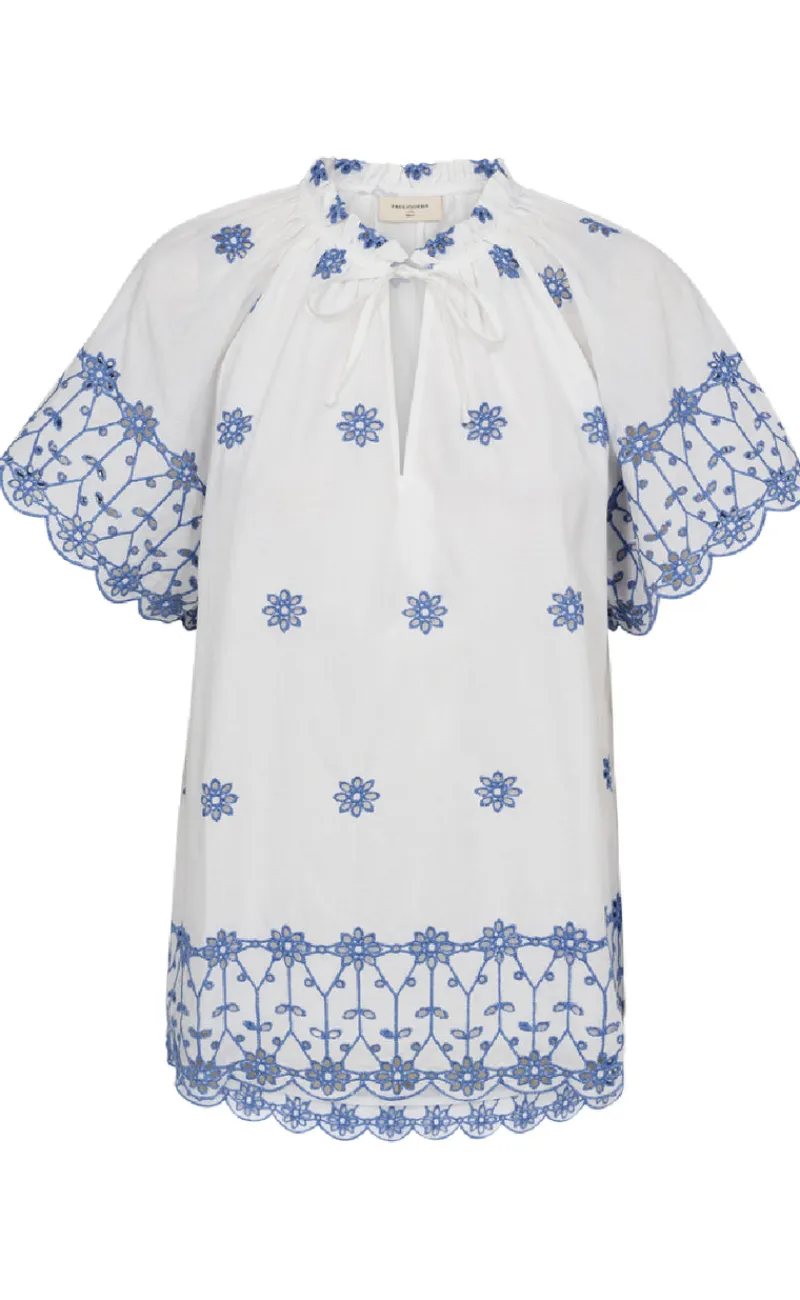 Hot Bluse - Didi - Brilliant White w. Deep Ultrama Bluser