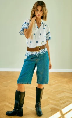 Hot Bluse - Didi - Brilliant White w. Deep Ultrama Bluser