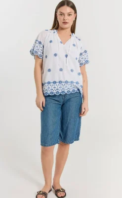 Hot Bluse - Didi - Brilliant White w. Deep Ultrama Bluser