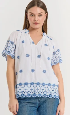 Hot Bluse - Didi - Brilliant White w. Deep Ultrama Bluser