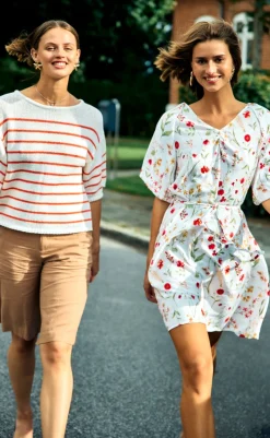 Clearance Bluse - Grande - Brilliant White w. Hot Coral Bluser