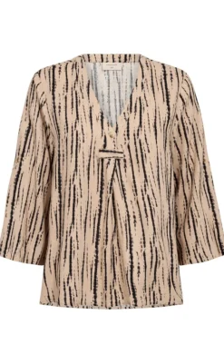 Sale Bluse - Larin - Sand Melange w. Black Bluser