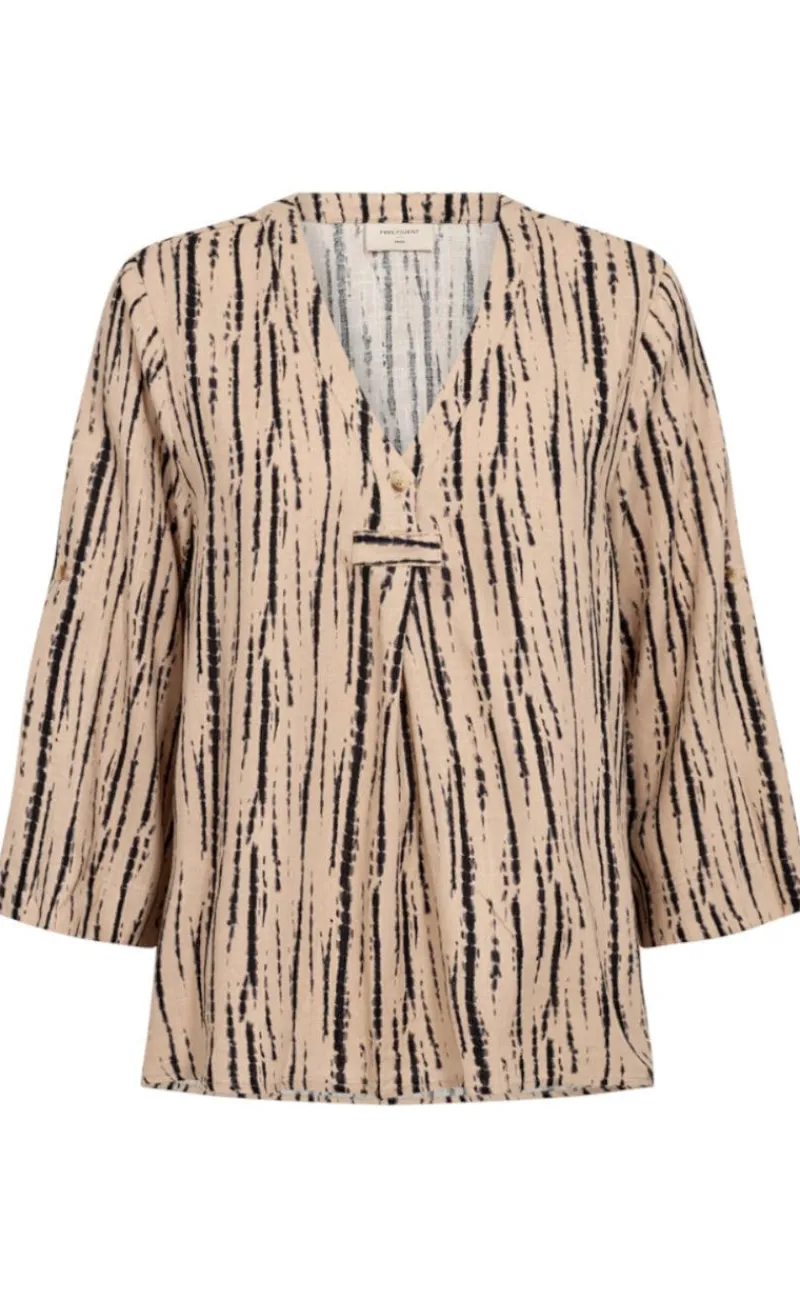 Sale Bluse - Larin - Sand Melange w. Black Bluser