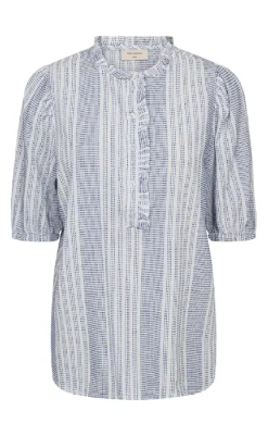 Clearance Bluse - Nollie - Brilliant White w. Deep Ultrama Bluser