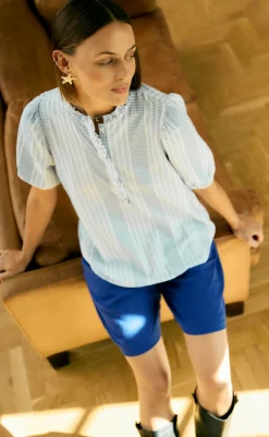 Clearance Bluse - Nollie - Brilliant White w. Deep Ultrama Bluser