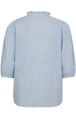 Outlet Bluse - Rolly - Chambray Blue w. Star Off-white Bluser