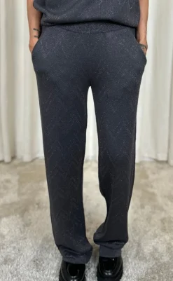 Discount Bukser - Anilux - Gray Pinetripe W. Gunmetal Bukser & Jeans