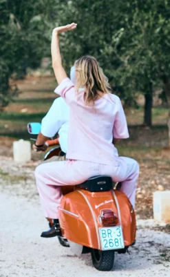 Outlet Bukser - Lava  - Off White w. Fuchsia Pink Bukser & Jeans