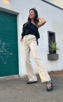 New Bukser - Lava  - Sand Melange Bukser & Jeans