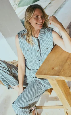 Online Bukser - Mella - Star Off-white w. Navy Blazer Bukser & Jeans|Blazere & Indejakker