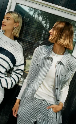 Online Bukser - Mella - Star Off-white w. Navy Blazer Bukser & Jeans|Blazere & Indejakker