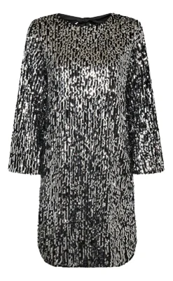 Clearance Kjole - Eve  - Silver w. Black Kjoler