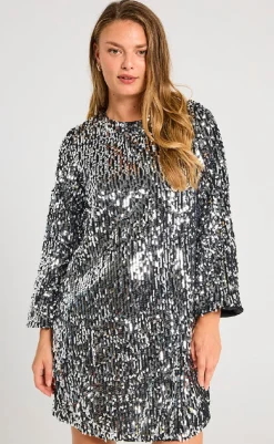 Clearance Kjole - Eve  - Silver w. Black Kjoler