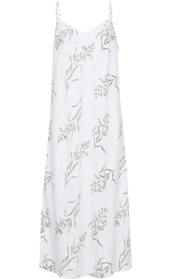 Hot Kjole - Laluna  - Brilliant White w. Deep Lichen green Kjoler